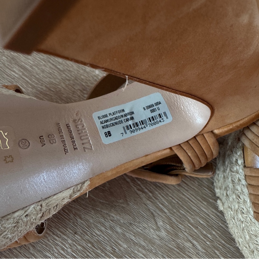 SCHUTZ Tan Braided Platform Espadrille Heels - Picture 7 of 9